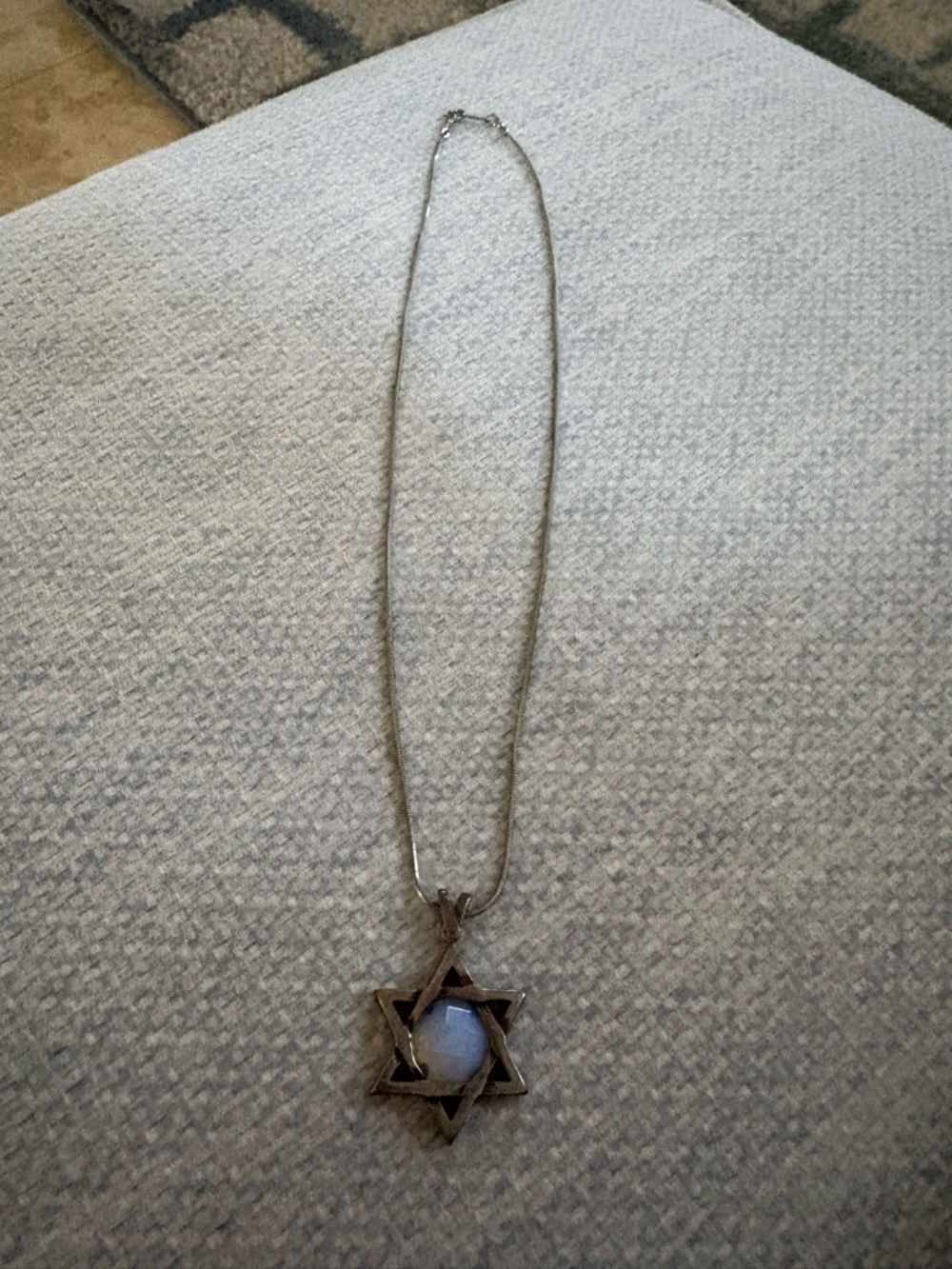 Sterling Silver Star of David Pendant Necklace with Blue Center